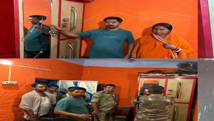धनबाद में रवि मिर्धा के घर पर फायरिंग के बाद जांच करती पुलिस